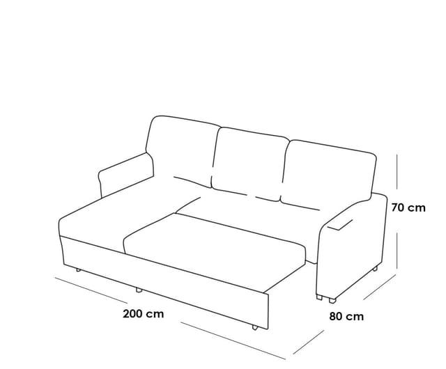 كنبة سرير خشب زان و قماش كتان - رمادى