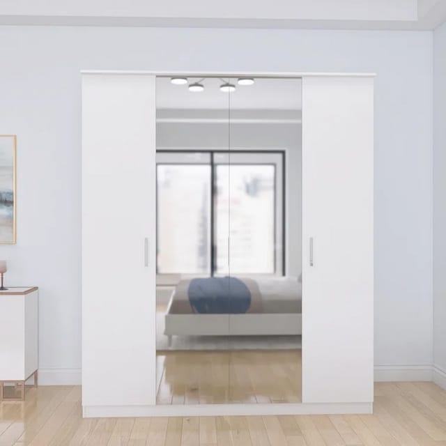 دولاب ام دي اف 3 ضلف ابيض - 200 × 160 × 50 سم