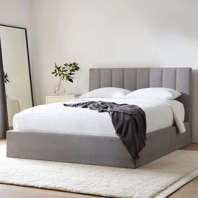 سرير سنجل خشب موسكى و قطيفة 125 × 120 × 195 سم - رمادي 4