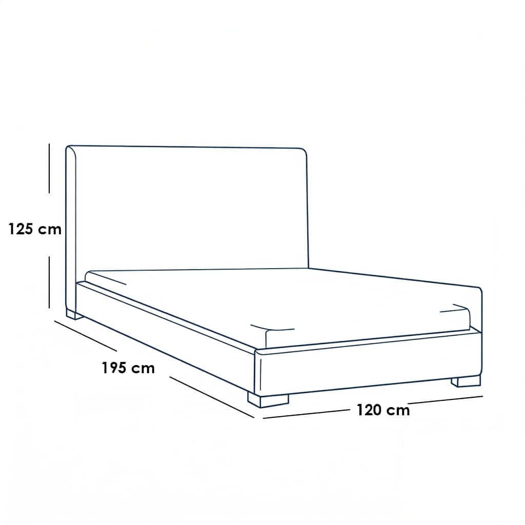 سرير سنجل خشب موسكى و قطيفة 125 × 120 × 195 سم - رمادي 4 — 3